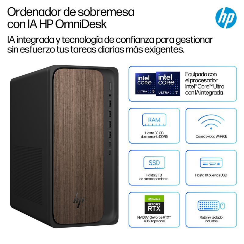 PC HP OMNIDESK AI M03-0016NS U5-225H 16GB 1TB W11H - Imagen 3 de 14