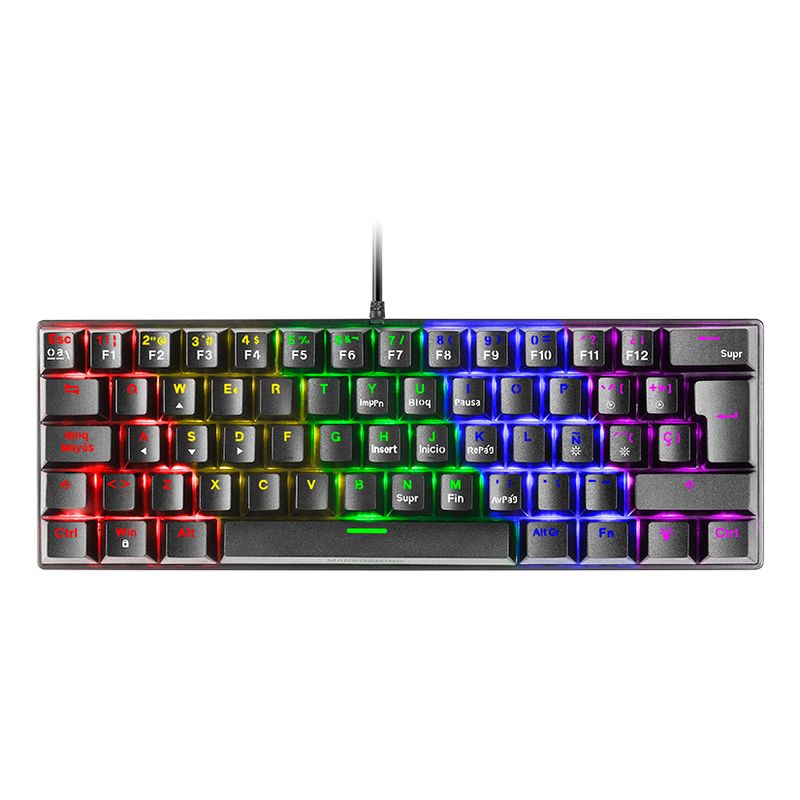 TECLADO MECANICO ULTRA COMPACTO MARS GAMING MK60 ITALIANO BLACK SWITCH MARRON PR DE 100Hz - Imagen 2 de 7