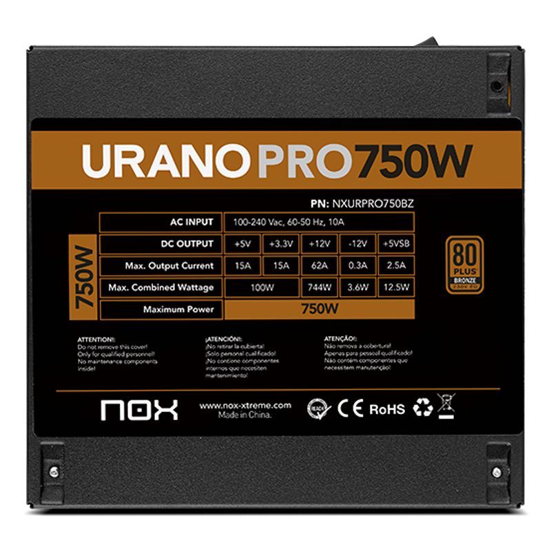 Fuente Alimentación 750W NOX Urano PRO 750W Bronze 80 PLUS Bronze Negro - Imagen 9 de 11