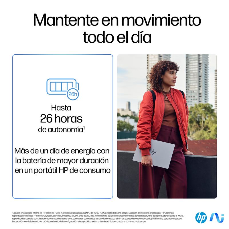 PORTATIL HP OMNIBOOK X 14-fe0008ns Qualcomm Snapdragon X Elite X1E-78-100/16GB DDR5 /1TB SSD/14" TACTIL/ W11l - Imagen 9 de 29