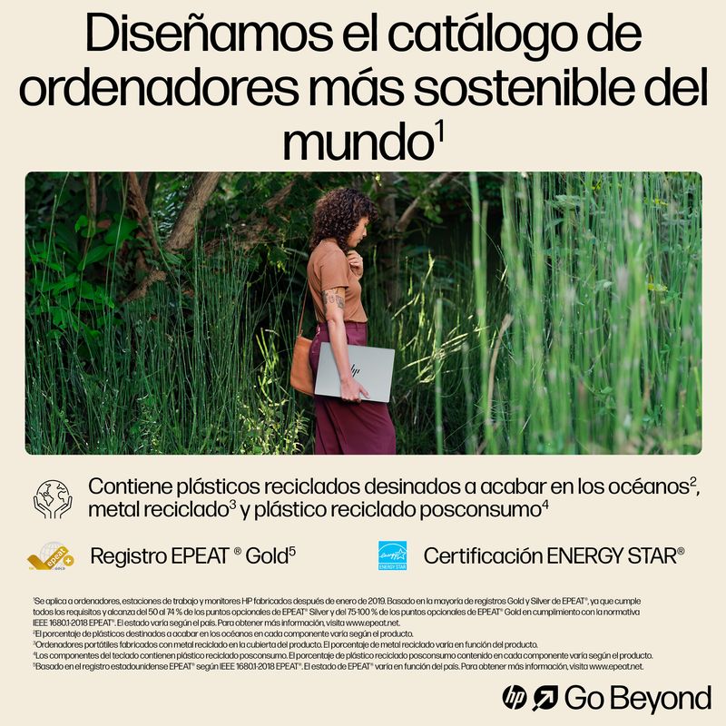 PORTATIL HP OMNIBOOK X 14-fe0008ns Qualcomm Snapdragon X Elite X1E-78-100/16GB DDR5 /1TB SSD/14" TACTIL/ W11l - Imagen 11 de 29