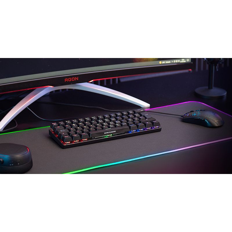 TECLADO MECANICO ULTRA COMPACTO MARS GAMING MK60 ITALIANO BLACK SWITCH AZUL PR100Hz ANTI-GHOSTING - Imagen 5 de 6