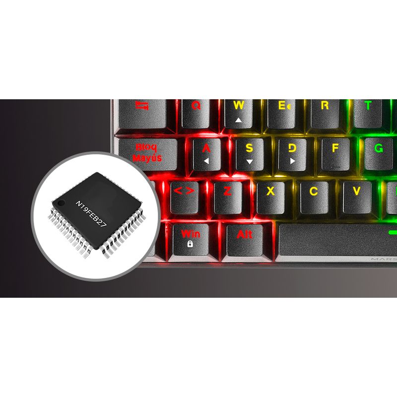 TECLADO MECANICO ULTRA COMPACTO MARS GAMING MK60 ITALIANO BLACK SWITCH AZUL PR100Hz ANTI-GHOSTING - Imagen 6 de 6