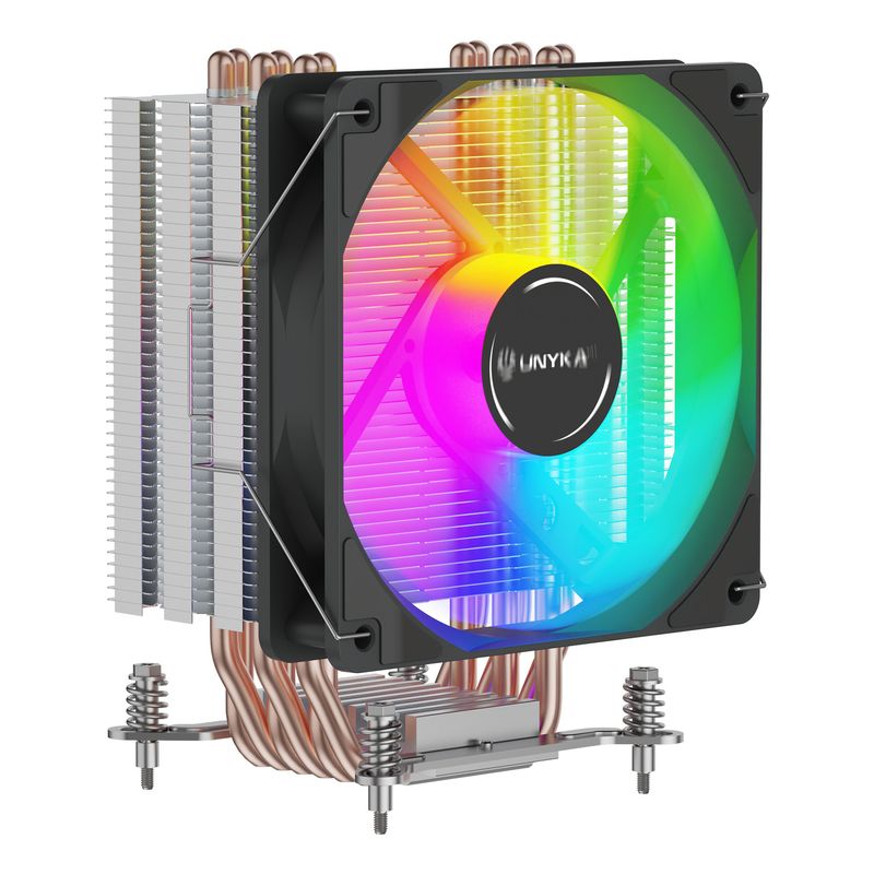 VENTILADOR CON DISIPADOR PARA CPU UNYKA UNYCOOL H60 ARGB 9 ASPAS 120mm COMPATIBLE TODO INTEL + AM4 - Imagen 2 de 5