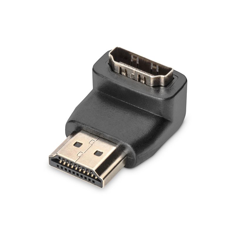 HDMI adapter type A 90 angled M/F Ultra HD 60p sw dorado - Imagen 2 de 6