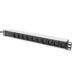 1U Aluminum PDU 19 10x IEC C13 10A 2500W 250VAC 50/60Hz overl-prot.,1xC14