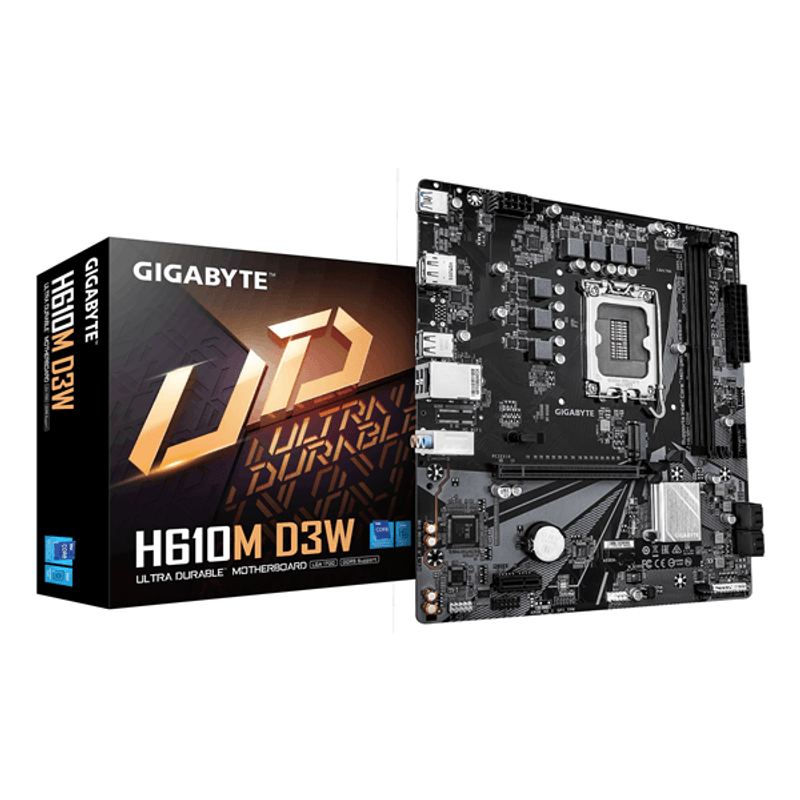 PLACA BASE GIGABYTE H610M D3W 1700 M-ATX DDR5 PCIe 4.0 128GB 1GbE M.2 - Imagen 1 de 5