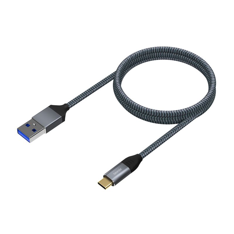 AISENS Cable USB 3.1 Gen2 Aluminio 10Gbps 3A, Tipo USB-C/M-A/M, Gris, 1.0M - Imagen 3 de 4
