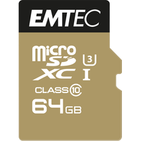 Miniatura 1 de MEMORIA SD MICRO 64GB EMTEC SPEEDIN 95MB/S SD + ADAPTER CLASS 10 UHS1 U3 ECMSDM64GXC10SP