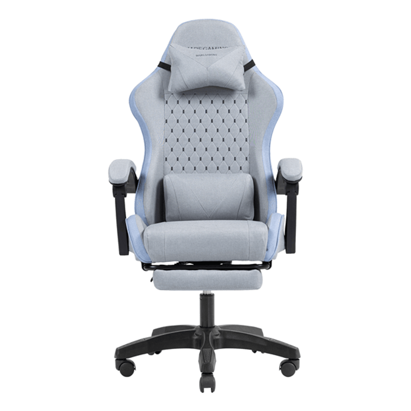 SILLA GAMER MARS GAMING MGCXFSBL FABRIC RECLINABLE REPOSAPIES EXTENSIBLE DISE??O TEXTIL AZUL PLATA - Imagen 1 de 11