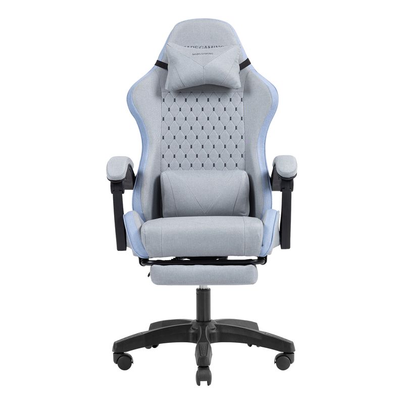 SILLA GAMER MARS GAMING MGCXFSBL FABRIC RECLINABLE REPOSAPIES EXTENSIBLE DISE??O TEXTIL AZUL PLATA - Imagen 2 de 11