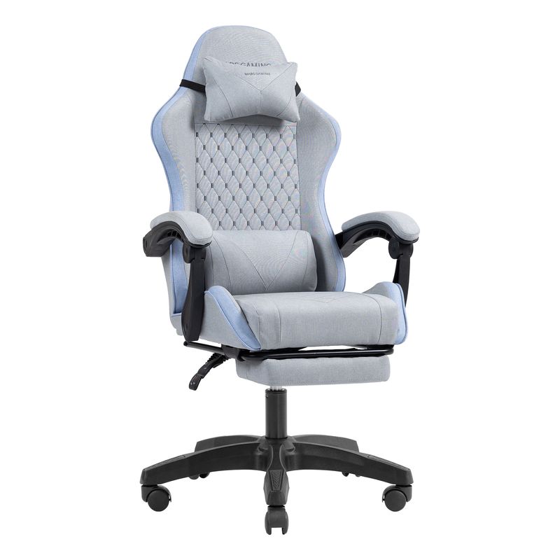 SILLA GAMER MARS GAMING MGCXFSBL FABRIC RECLINABLE REPOSAPIES EXTENSIBLE DISE??O TEXTIL AZUL PLATA - Imagen 3 de 11