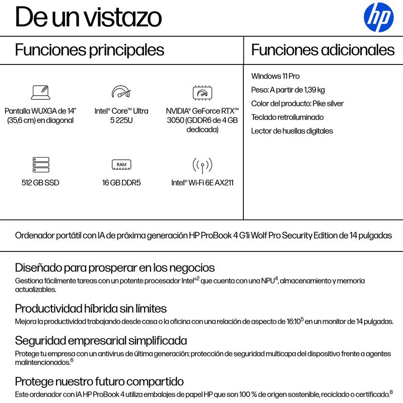PORTATIL HP PROBOOK 4 G1i U5-225U 16GB 512GB 14" W11P - Imagen 4 de 20