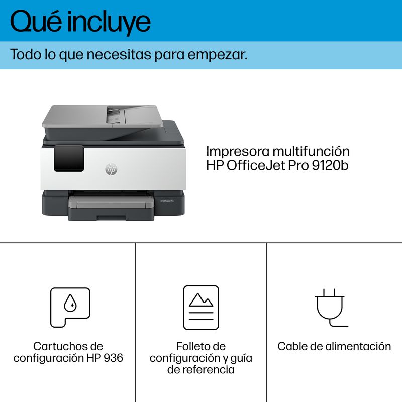 HP OfficeJet Pro Multifunción A4Wifi Thermal Inkjet Dúplex OfficeJet Pro 9120b Inalámbrico All-in-One Color Impresora, Impresión a doble cara; Copiado - Imagen 6 de 19
