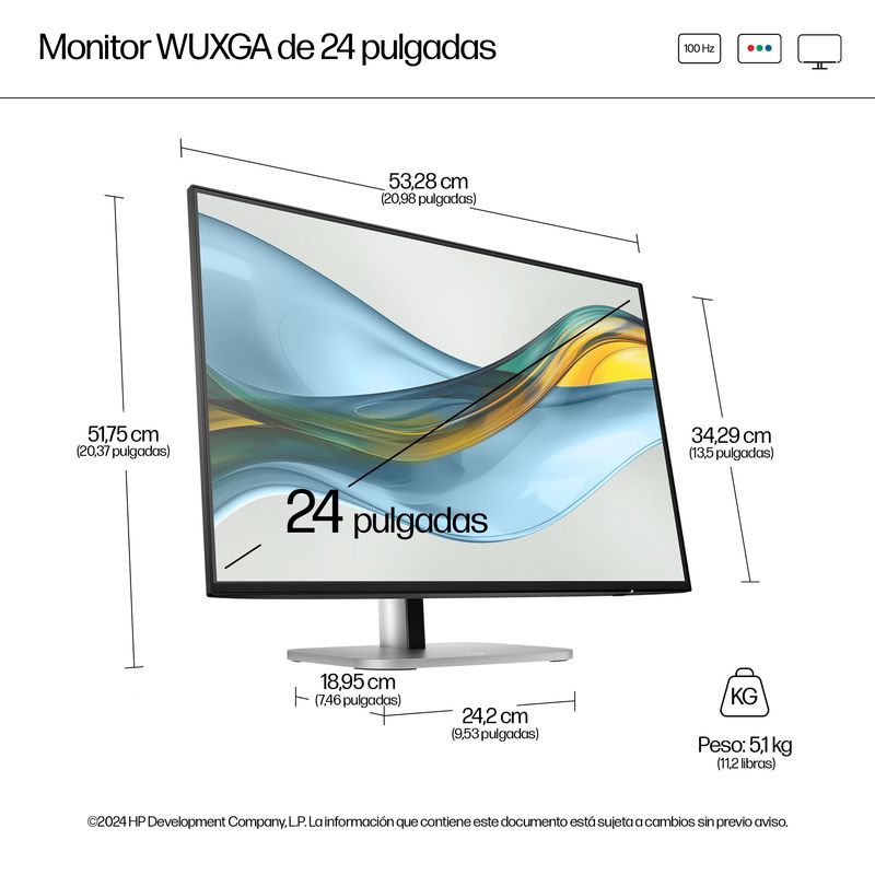 HP Monitor HP Pro de la serie 5 con resolución WUXGA de 24 pulgadas: 524 pn Series 5 24" LCD IPS WUXGA HDMI - Imagen 5 de 12