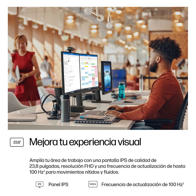 HP Monitor FHD HP de la serie 3 Pro de 23,8 pulgadas: 324ph Series 3 Pro 23.8" LCD IPS Full HD HDMI VGA Altavoces - Imagen 8 de 12