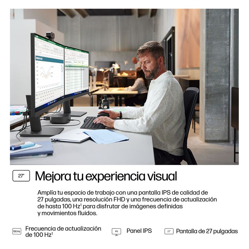 HP Monitor FHD HP de la serie 3 Pro de 27 pulgadas: 327ph Series 3 Pro 27" LCD IPS Full HD HDMI VGA Altavoces - Imagen 7 de 11