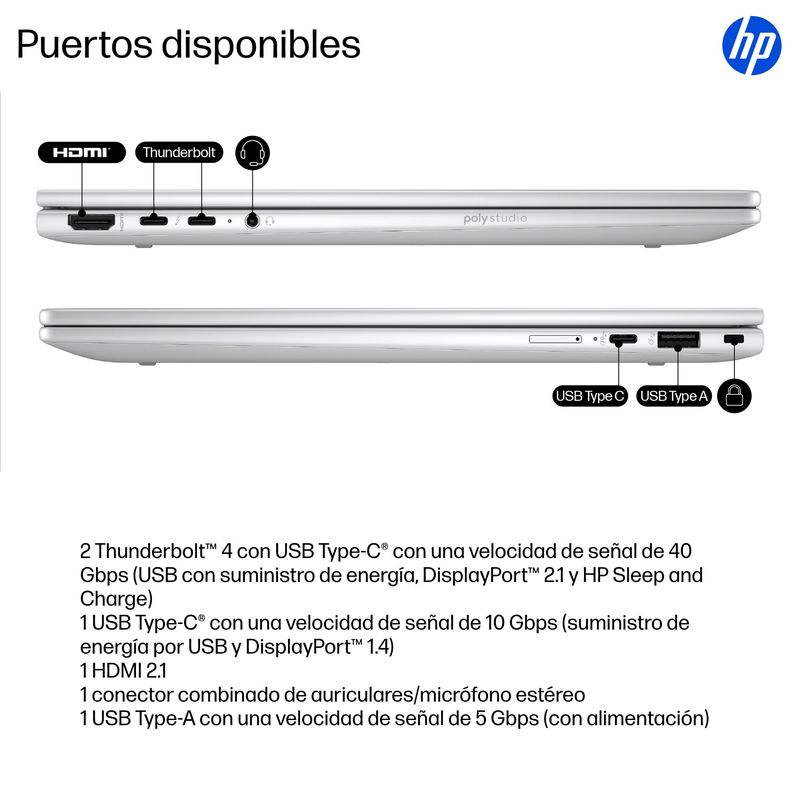PORTATIL HP ELITEBOOK X FLIP G1I 35.6 CM (14") TOUCHSCREEN CONVERTIBLE COPILOT+ PC 2 IN 1 , WUXGA, INTEL CORE ULTRA 5 226V, 16 GB, 512 GB SSD, GLACIER - Imagen 6 de 19