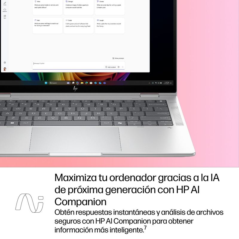 PORTATIL HP ELITEBOOK X FLIP G1I 35.6 CM (14") TOUCHSCREEN CONVERTIBLE COPILOT+ PC 2 IN 1 , WUXGA, INTEL CORE ULTRA 5 226V, 16 GB, 512 GB SSD, GLACIER - Imagen 7 de 19