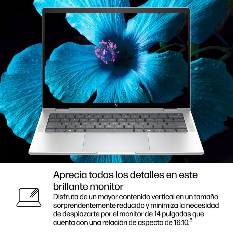 PORTATIL HP ELITEBOOK X FLIP G1I 35.6 CM (14") TOUCHSCREEN CONVERTIBLE COPILOT+ PC 2 IN 1 , WUXGA, INTEL CORE ULTRA 5 226V, 16 GB, 512 GB SSD, GLACIER - Imagen 14 de 19