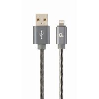 Miniatura 2 de CABLE DE DATOS Y CARGA PREMIUM GEMBIRD 8 PINES METAL EN ESPIRAL, 1 M, GRIS