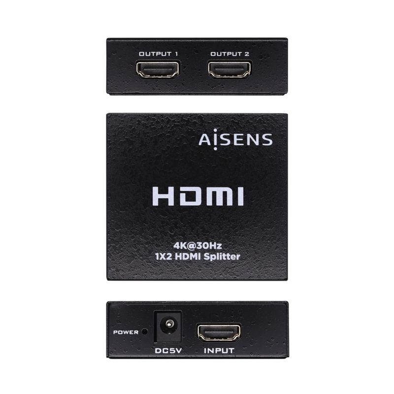 AISENS HDMI Duplicador 4k@30Hz 1x2 Con Alimentación, Negro - Imagen 3 de 4