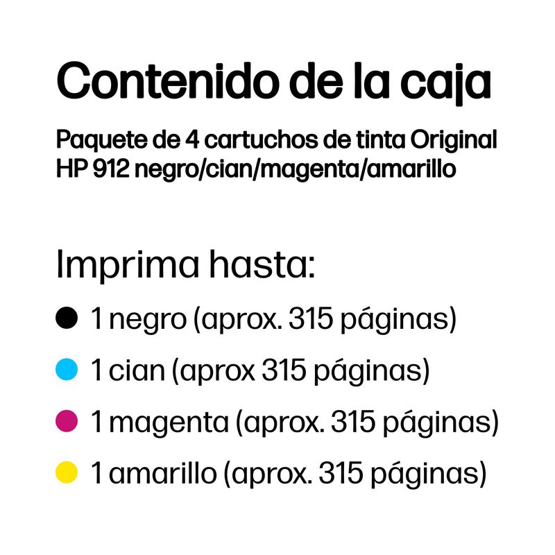 PACK CONSUMIBLES HP 912 C/M/Y/K - Imagen 4 de 6