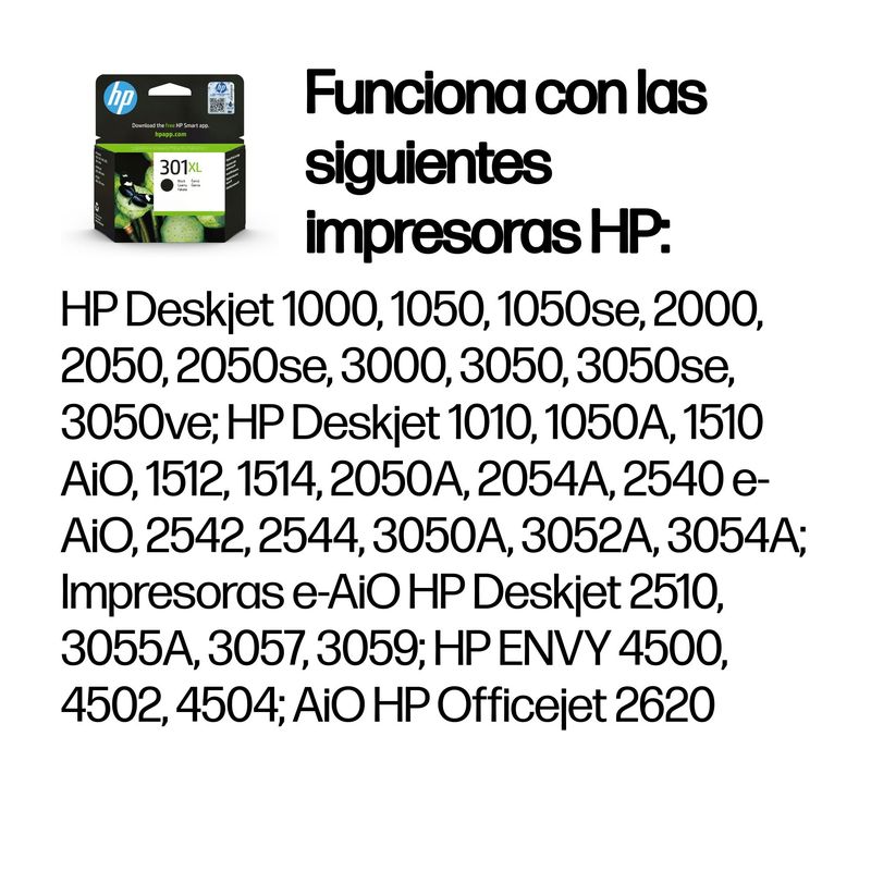 CARTUCHO HP NEGRO 301XL CH563EE - Imagen 2 de 4