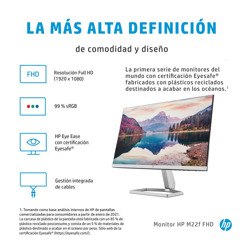 HP Pantalla HP M22f FHD 21.5" LCD IPS Full HD HDMI VGA - Imagen 6 de 9