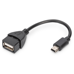 USB 2.0 adapter cable  OTG  type mini B - A M/F  0.2m  USB 2.0 conform  bl