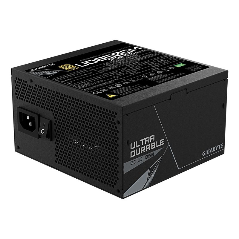 Fuente Alimentación 850W GIGABYTE UD850GM PG5 V2 Fuente de Alimentación – PCIe Gen 5.1, 80 PLUS Gold, Diseño completamente modular, Ventilador de 120 - Imagen 7 de 9