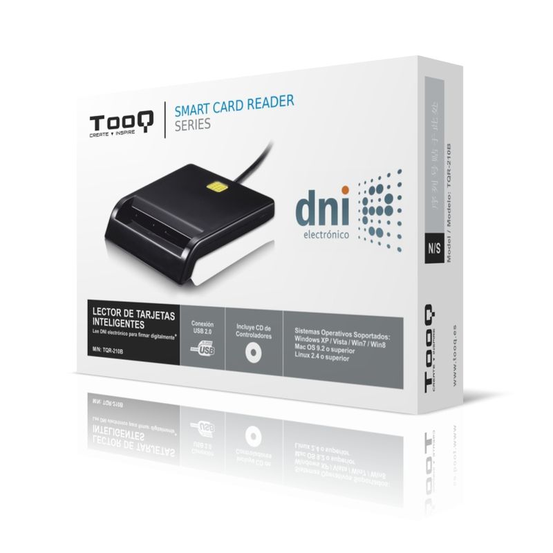 LECTOR DNI ELECTRONICO TOOQ USB2.0 NEGRO - Imagen 4 de 5