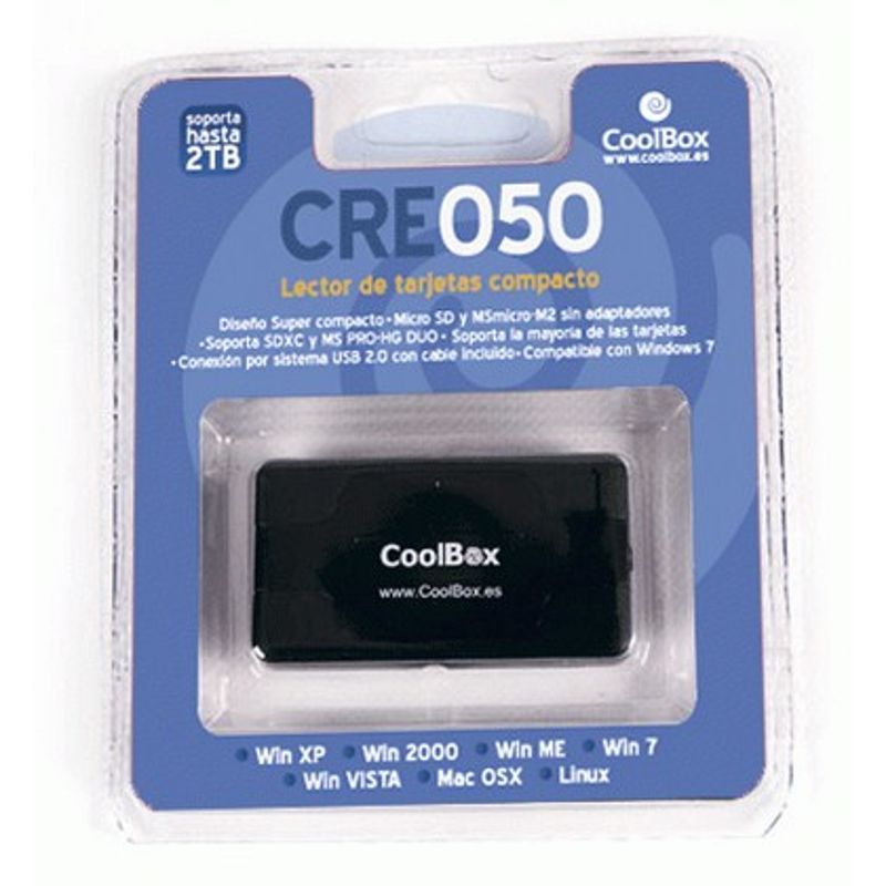 LECTOR MULTITARJETA COOLBOX SD/MMC/MICRO SD USB CRE-050 NEGRO - Imagen 2 de 3
