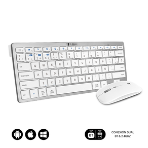 TECLADO + RATON INALAMBRICO SUBBLIM PLATEADO / BLANCO