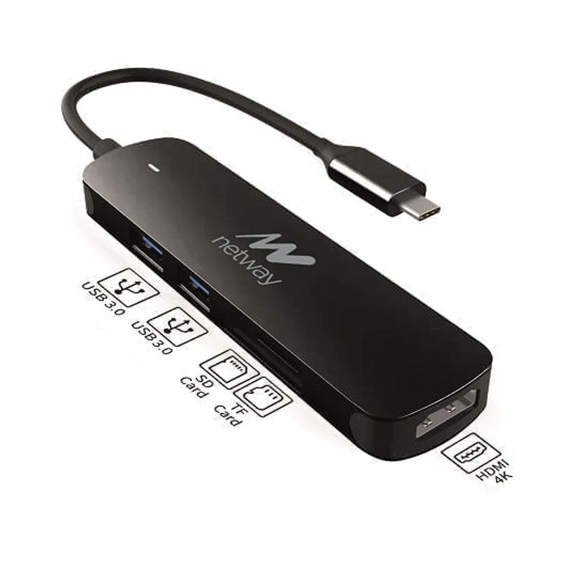 ADAPTADOR USB-C TO HDMI+2×USB3.0+SD/TF. - Imagen 1 de 1