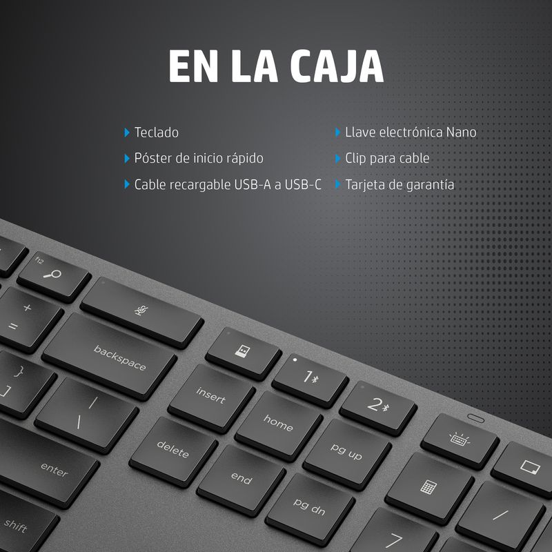 HP 975 USB+BT DUAL-MODE WIRELESS KEYBOARD SP - Imagen 19 de 20