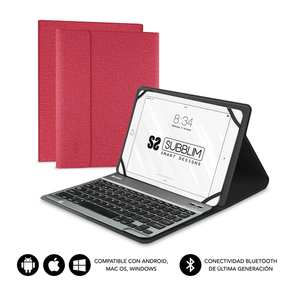 FUNDA Y TECLADO TABLET 10.1´´ SUBBLIM BLUETOOTH RED