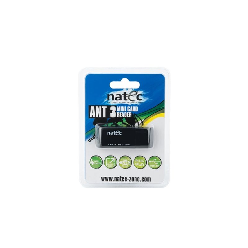LECTOR DE TARJETAS NATEC MINI ANT 3 SDHC MMC M2 MICROSD USB 2.0 NEGRO - Imagen 4 de 4