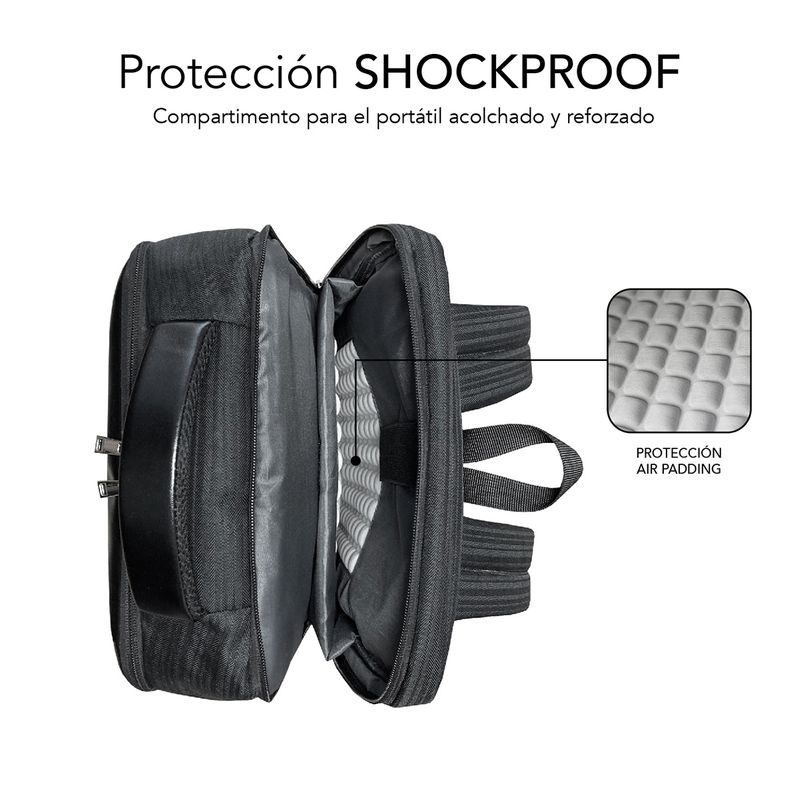 MOCHILA PORTATIL 16´´ SUBBLIM NEGRA - Imagen 6 de 6